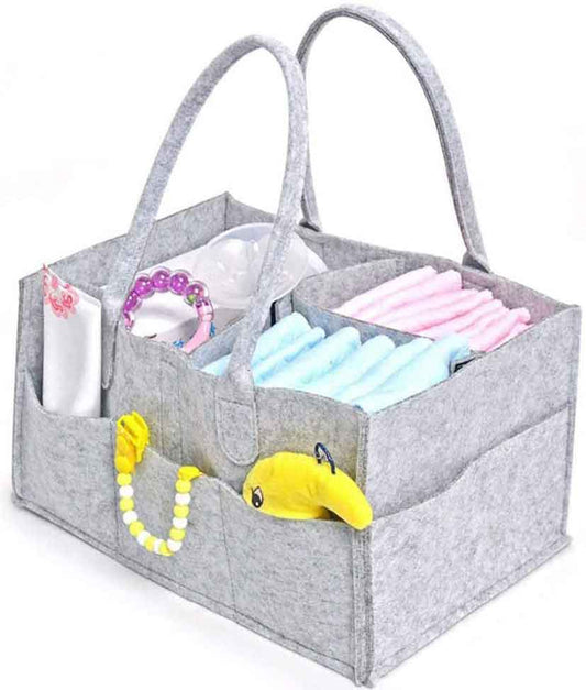 Baby Diaper Organiser Caddy Felt Changing Nappy Kids Storage Carrier Bag